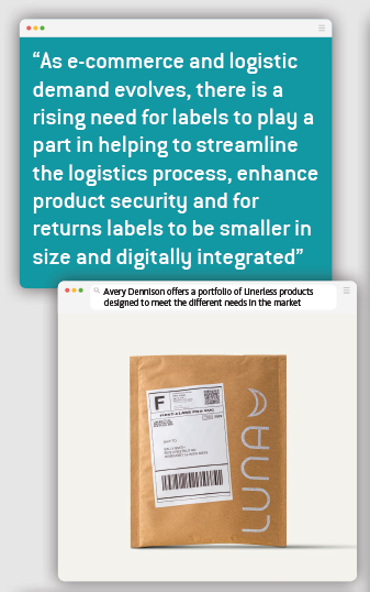 As e-commerce and logistic demand evolves, there is a rising need for labels to play a part in helping to streamline the logistics process, enhance product security and for returns labels to be smaller in size and digitally integrated
